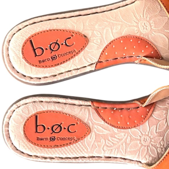 b.o.c Born Concepts Orange Leather Buckle Sandals Size 8 - Picture 5 of 9